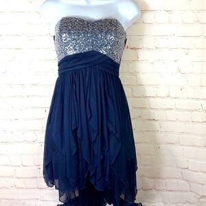 My Michelle sequin strapless handkerchief …